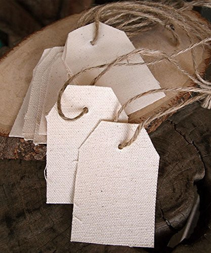 AK-Trading 1 7/8" x 2 7/8" Natural Canvas Creative Tags with Jute Twine - Pack of 12