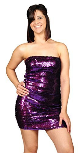 AK-Trading Exotic Glitzy Sequin Stretch Sequin Tube Dress (Purple)