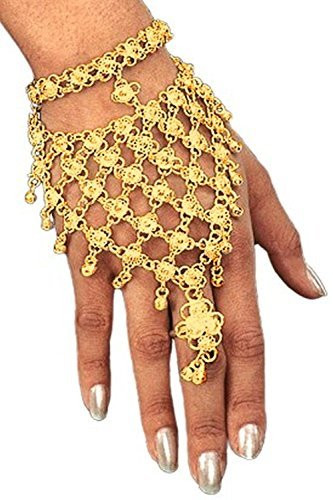 AK-Trading Indian Bollywood Style Exotic Jingle Slave Bracelet - Gold