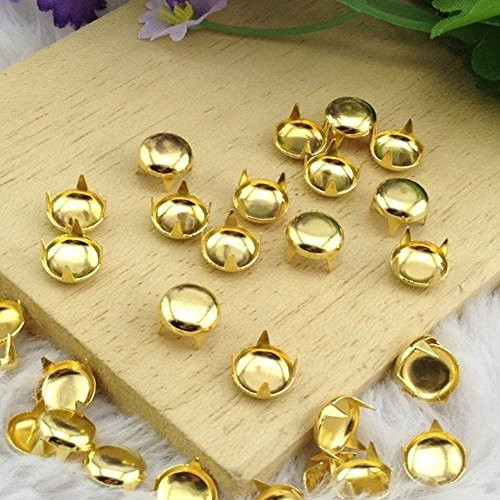 AK-Trading Pack of 100pcs 6MM GOLD Round Dome Metal Studs Spots Nailheads Fastners