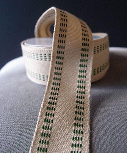 AK-Trading Polyester Blend Burlap Webbing Ribbon with Stitching, 1.5" Inches X 10 Yards (Green)