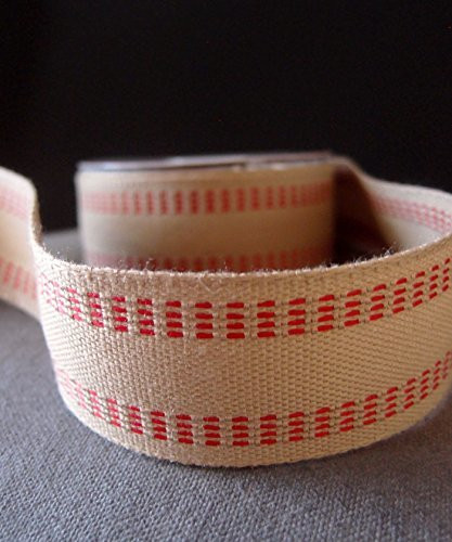 AK-Trading Polyester Blend Burlap Webbing Ribbon with Stitching, 1.5" Inches X 10 Yards (Red)
