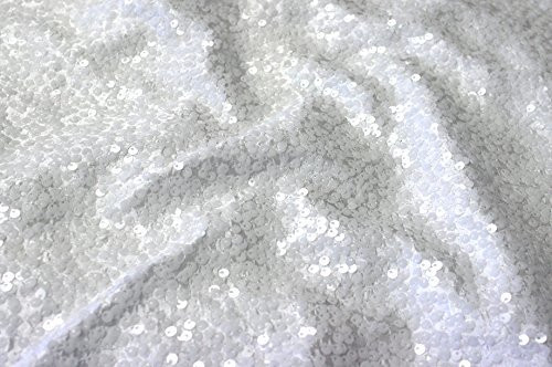AK-Trading Sequin Runner, 12x108 Inch Rain Drops Sequin Taffeta Fabric Sequin Runner (White)