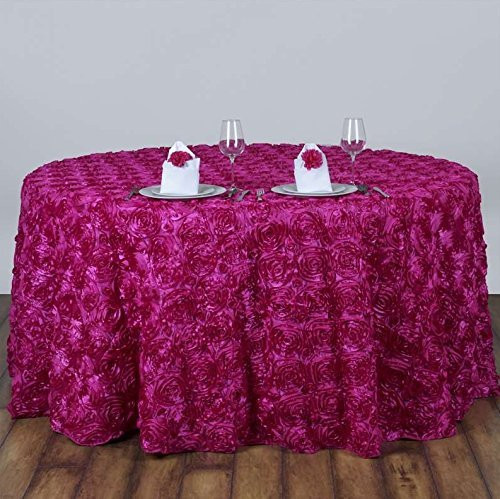 AK-Trading Tablecloth 108-Inch Round Rose Grandiose Rosette Tablecloth Tablecover (Fuchsia)