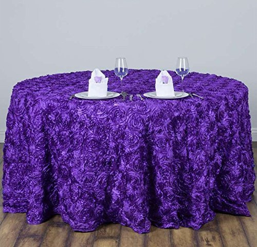 AK-Trading Tablecloth 108-Inch Round Rose Grandiose Rosette Tablecloth Tablecover (Purple)