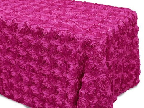 AK-Trading Tablecloth 54 x 120-Inch Rectangular Rose Grandiose Rosette Tablecloth Tablecover (Fuchsia)
