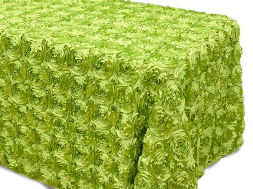 AK-Trading Tablecloth 54 x 120-Inch Rectangular Rose Grandiose Rosette Tablecloth Tablecover (Green)