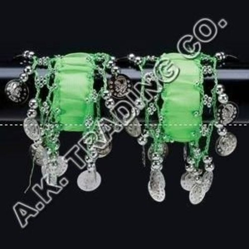 Belly Dance Dancing Arm Cuffs Bracelet - GREEN/SILVER (PAIR)