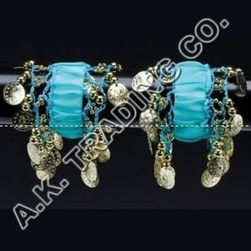 Belly Dance Dancing Arm Cuffs Bracelet - TURQUOISE/GOLD (PAIR)