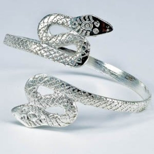 Belly Dancing Fashion Trendy Double Snake Arm Cuff - Silver