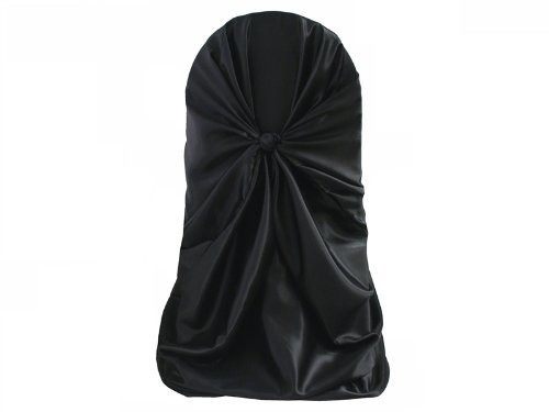 Black Universal Satin Chair Cover for Events & Parties - 10Pcs Pack