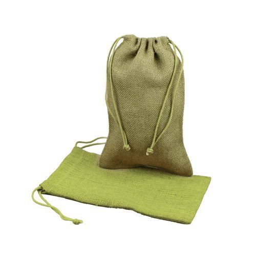 Burlap Jute Favor Bags (Pack of 12) - Select From 8 Colors Available in 3 Sizes (3"x5", Moss)