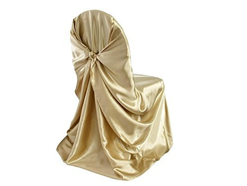 Champagne Universal Satin Chair Cover for Events & Parties - 10Pcs Pack