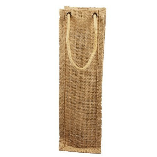 Eco-friendly Reusable Single Bottle Burlap Jute Wine Gift Bag with Rope Handle - Natural (Pack of 24)