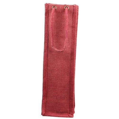 Eco-friendly Reusable Single Bottle Burlap Jute Wine Gift Bag with Rope Handle - Red (Pack of 6)