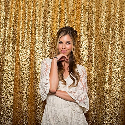 GOLD Sequin Taffeta Fabric Photography Backdrop, Sequin Photo Booth Backdrop, Sequin Drape - MADE IN USA - Select from 3 Sizes. (5ft x 6ft)