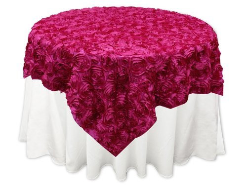 Grandiose Rose Design Rosette Table Overlay Table Cover - Fuchsia (84x84)