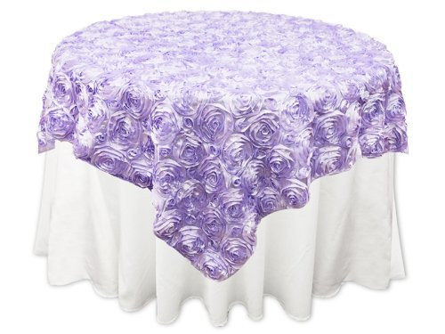 Grandiose Rose Design Rosette Table Overlay Table Cover - Lavender (84x84)