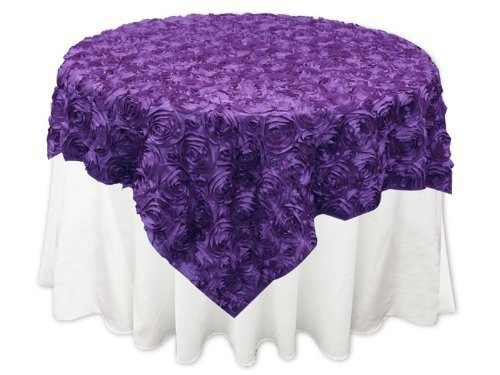 Grandiose Rose Design Rosette Table Overlay Table Cover - Purple (96x96)