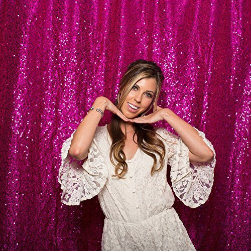 HOT PINK Sequin Taffeta Fabric Photography Backdrop, Sequin Photo Booth Backdrop, Sequin Drape - MADE IN USA - Select from 3 Sizes. (5ft x 9ft)