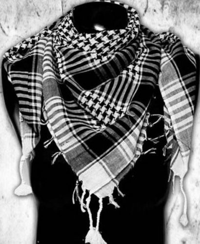 Houndstooth Shemagh Keffiyeh Square Shawl, Black and White