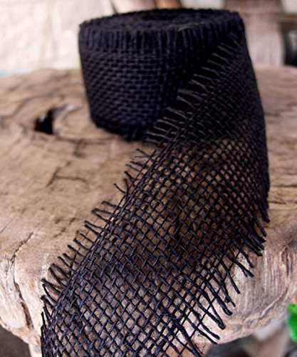 JUTE BURLAP RIBBON - BLACK 2.5 INCH X 10 YARDS