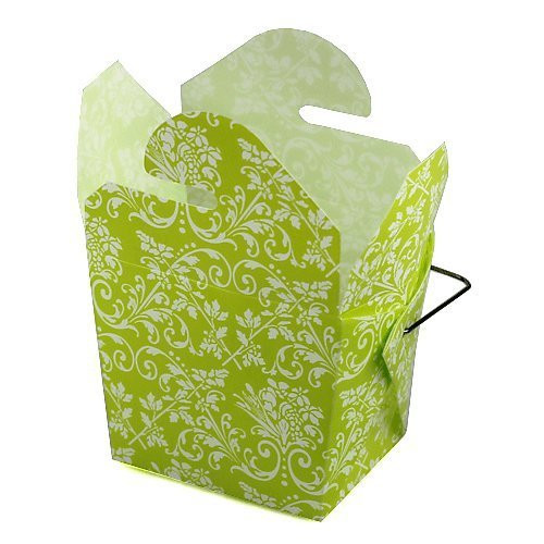 Mini Damask Print Pet Take-out Gift Favor Boxes, Pack of 12 (2.75" x 2" x 2.5", Lime/White)