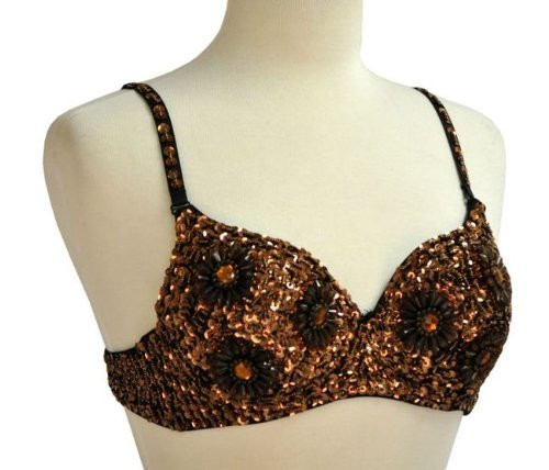 Sequin Beaded Belly Dancing Costume Top Bra - COPPER