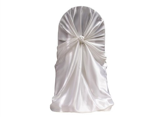 White Universal Satin Chair Cover for Events & Parties - 10Pcs Pack