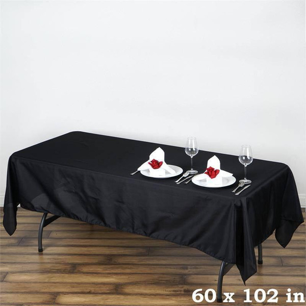 Black 100% Polyester Rectangular Tablecloth 60 x 102"