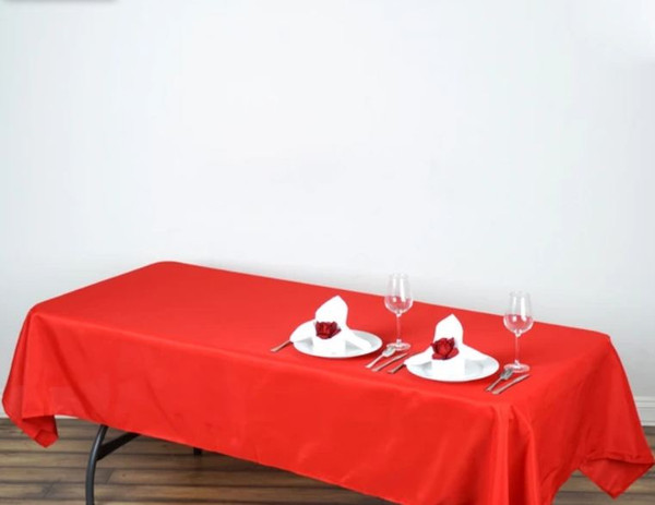 Red 100% Polyester Rectangular Tablecloth 60 x 102"