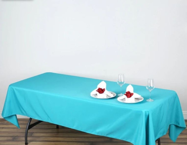 Turquoise 100% Polyester Rectangular Tablecloth 60 x 102"