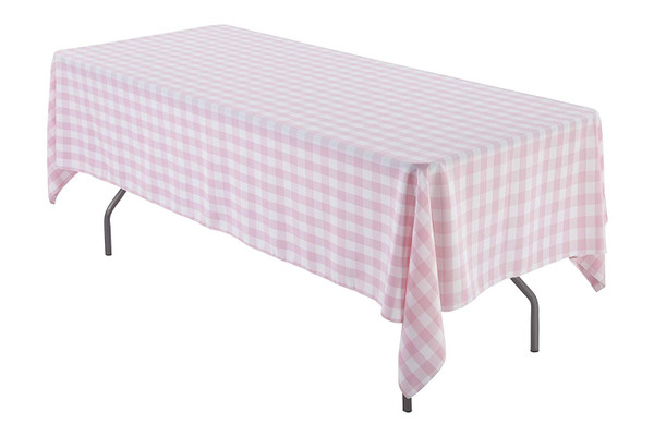  Pink & White Checker 100% Polyester Rectangular Tablecloth 60 x 102"