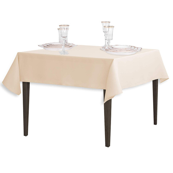 Beige Square Polyester Overlay Tablecloth 54" x 54"
