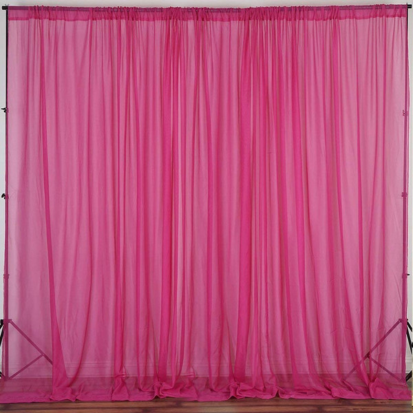 Fuchsia - 120" Wide (10Ft Wide) Sheer Voile Drape Panels - Select from 6ft to 50ft Length