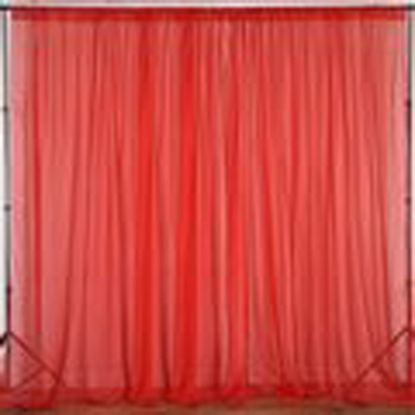 Red - 120" Wide (10Ft Wide) Sheer Voile Drape Panels - Select from 6ft to 50ft Length