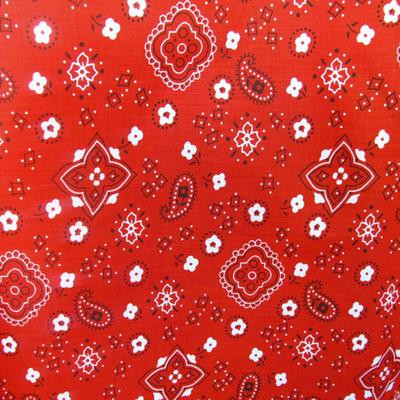 Red Paisley Bandana Poly Cotton Fabric