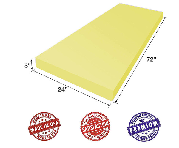 3" x 24" x 72" Dry Fast Reticulated Outdoor Foam - Perfect for Long Term Outdoor Patio Furniture use.