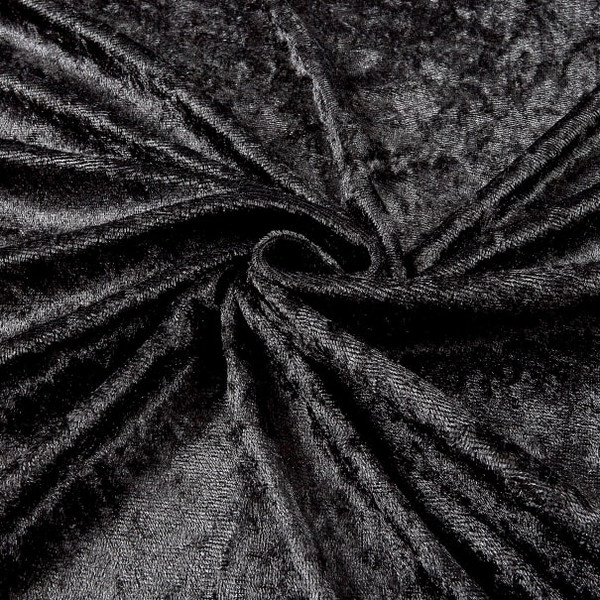 60" Wide - 100% Polyester Panne Velvet - Black