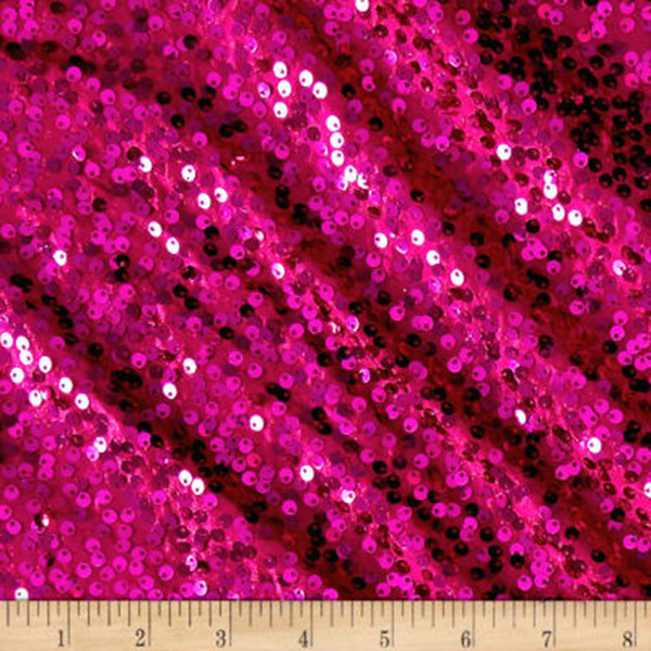Rain Drop Sequin Taffeta Fabric - Fuchsia