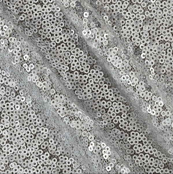  Mini Disc Glitz Sequin Nylon Mesh Fabric - Silver