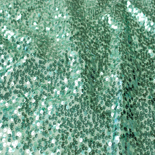 Rain Drop Sequin Taffeta Fabric - Mint