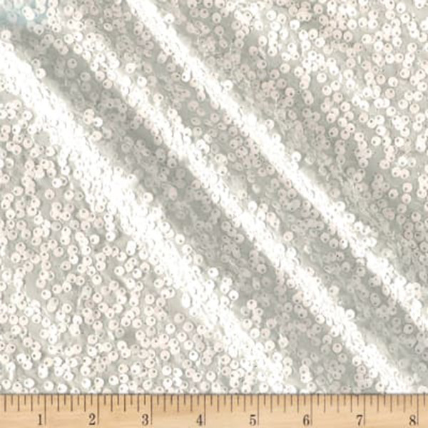 Rain Drop Sequin Taffeta Fabric - White