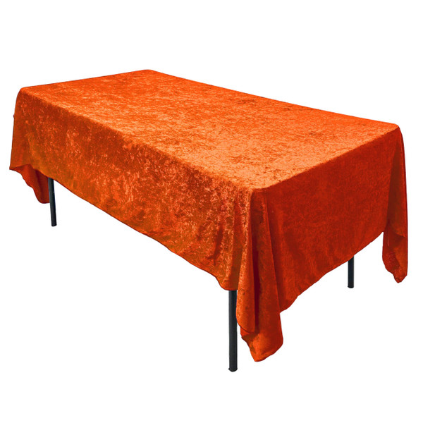 AK TRADING CO. Lush Panne Velvet Tablecloth - 60 x 102 Inch Rectangular Table Cover | Great for Buffet Table, Parties, Holiday Dinner, Wedding & Baby Shower - Orange