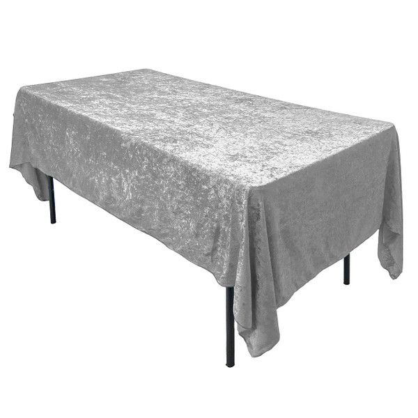 AK TRADING CO. Lush Panne Velvet Tablecloth - 60 x 102 Inch Rectangular Table Cover | Great for Buffet Table, Parties, Holiday Dinner, Wedding & Baby Shower - Silver