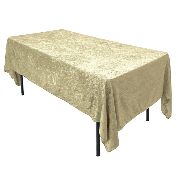 AK TRADING CO. Lush Panne Velvet Tablecloth - 60 x 102 Inch Rectangular Table Cover | Great for Buffet Table, Parties, Holiday Dinner, Wedding & Baby Shower - Ivory 