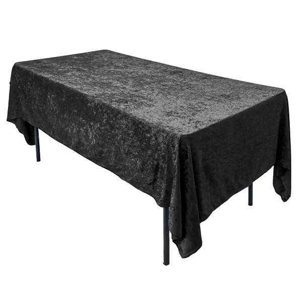 AK TRADING CO. Lush Panne Velvet Tablecloth - 60 x 102 Inch Rectangular Table Cover | Great for Buffet Table, Parties, Holiday Dinner, Wedding & Baby Shower - Black 