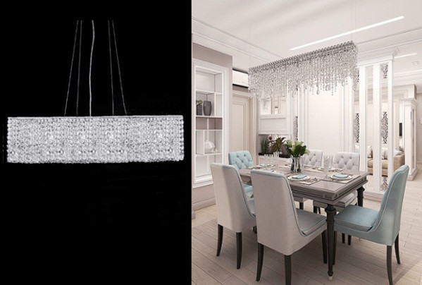 Rectangular Crystal Dining Room Modern Pendant Chandelier Mc23545 Crystal Chandeliers Montreal Laval Quebec Ottawa Toronto Canada Usa Online Sale