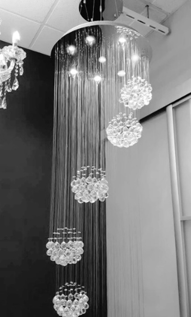 Staircase Chandelier | Raindrop Modern Spiral Crystal ...