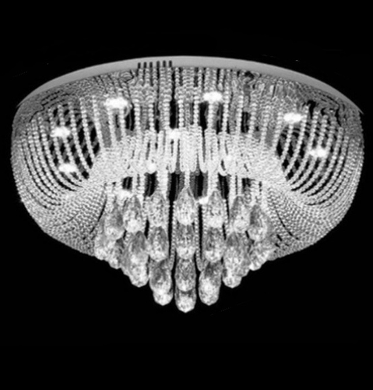 Flush Mount Raindrop Modern Crystal Chandelier Ceiling Light Fixture